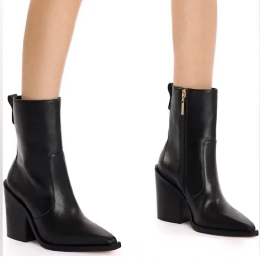 Larroude Elegant Black Leather Heeled Boots. Size 8 - Picture 3 of 15